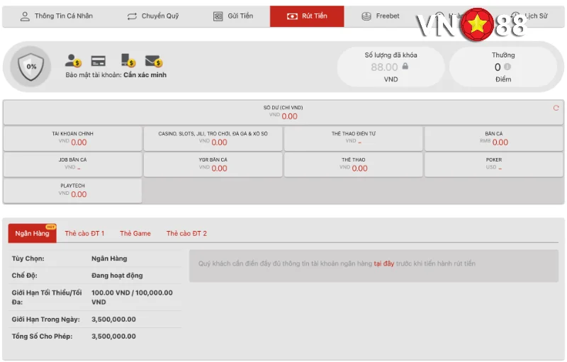 Cách rút tiền VN88 bằng thẻ cào